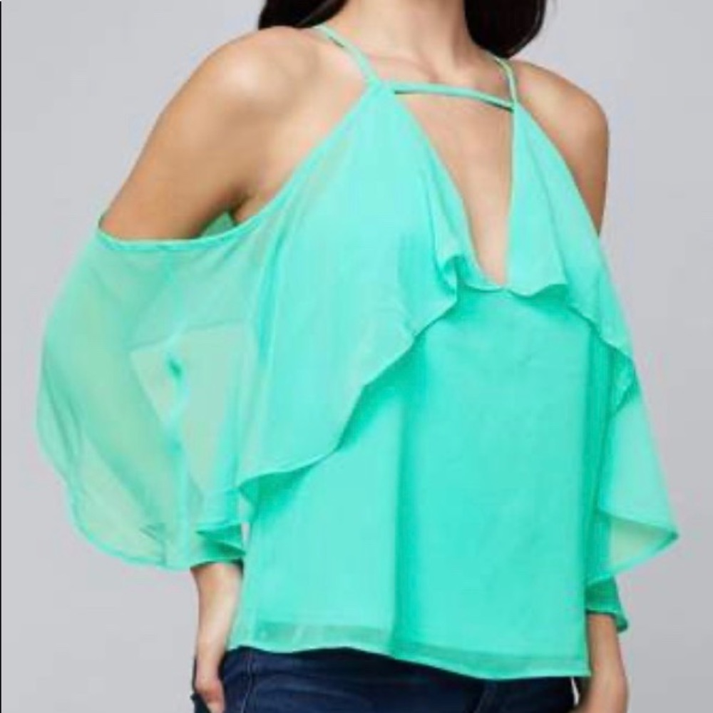 Bebe cold shoulder ruffle top